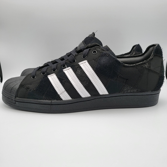 NEW Men's Sz 12 Adidas Superstar Atmos Patchwork - Core Black GW3473 - Picture 2 of 10